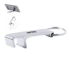 2-i-1 metallnyckelring - smartphonehållare och flasköppnare