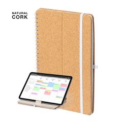 Kork- och vetehalm anteckningsbok med tablethållare, A5