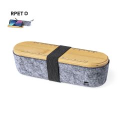 Bambu och filt pennfodral med linjal och smartphonehållare