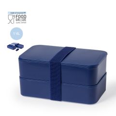 Dubbelvånings matlåda tillverkad av återvunnen plast med resårband