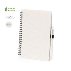 Anteckningsbok med omslag och kulspetspenna i vete, A5