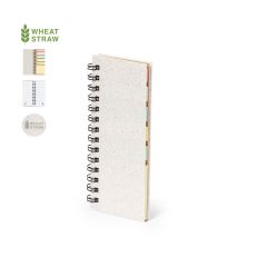 Rektangulär mini-anteckningsbok med klisterlappar och omslag av vetehalm