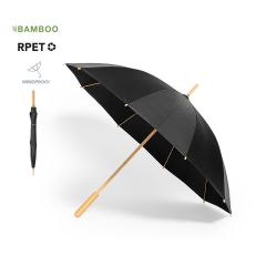 Stormsäker RPET-paraply med bambuhandtag