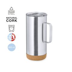 Högt termosmugg i återvunnet rostfritt stål och kork med handtag 450 ml