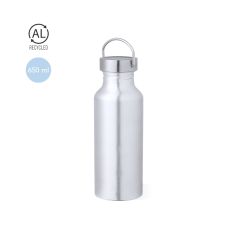 Stor dricksflaska av återvunnet aluminium med bärhandtag 650 ml