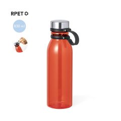 Stor vattenflaska i RPET med silikonrem på locket 830 ml