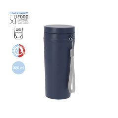 Termosmugg av återvunnen plast med skruvlock och bärrem 320 ml