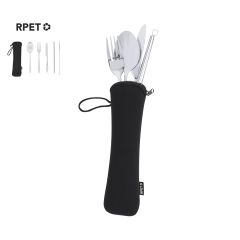 Bestickset av rostfritt stål med 5 delar inklusive RPET soft shell-fodral