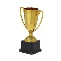 Budgetpokal i gyllene färg med två handtag