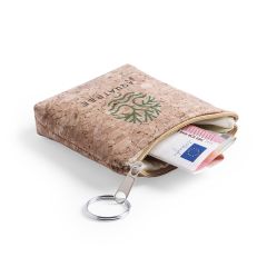 Nyckelring i kork med dragkedjeficka