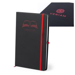 Svart anteckningsbok i konstläder med linjerade sidor, A5