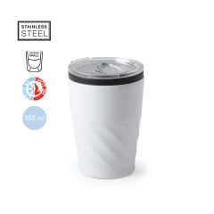 Liten termosmugg i rostfritt stål med genomskinligt lock 350ml