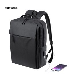 Polyester ryggsäck med invändig laptopficka och utvändig USB-laddning