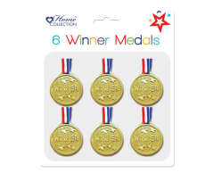 Paket med 6 st. WINNER medaljer i plast