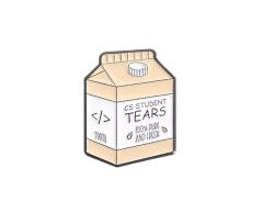 Mjölkkartong CS student tears pin