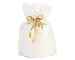 Liten vit presentpåse med guld band 20x30cm