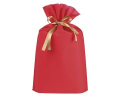 Stor röd neutral presentpåse med guld band 33x55cm