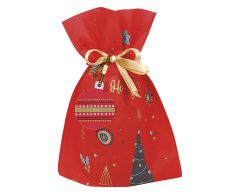 Liten röd julpåse med julmotiv 20x30cm