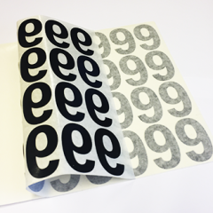 Klistermärksark med svart nummer 9