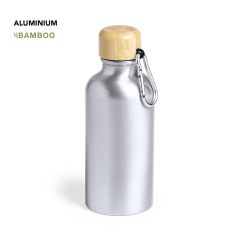 Dricksflaska av aluminium och bambulock med karbinhake 