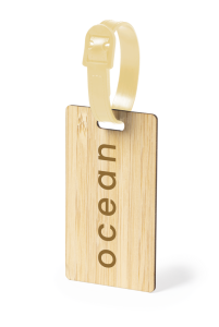  Bagage tagg i bambu med möjlighet till egen logga