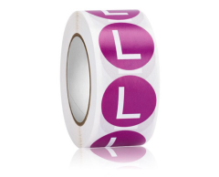 Lila storlek L klistermärken - 500 st, 25mm