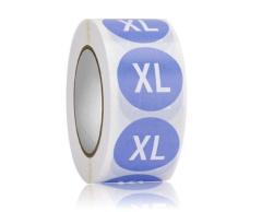 Blå storleksklistermärken för kläder XL - 500 st, 25 mm