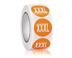 Orange XXXL storleksklistermärken - 500 st, 25mm