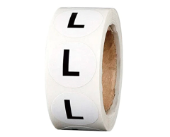 Vita str. L klistermärken (Large) på rulle, 500 st, 25mm