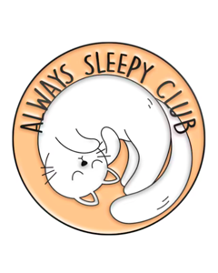 Always sleepy club vit katt-pin