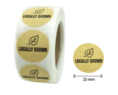 Locally grown - Klistermærker på rulle, 500 stk, 25mm