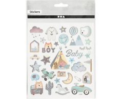 Baby Shower klistermärke ark - Blå Babyboy