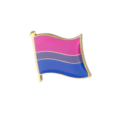 De bisexuellas prideflagga, rosa, blå och lila, som epoxybelagd emaljpin