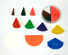 Runda bråkberäkningsset 10 färger, 71 delar - ø10 cm