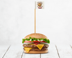Burgerflagg med lång pinne: Med egen logotyp