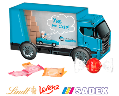 Lastbil presentask med tryck - Med godis