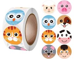 Klistermärken 8 djur - ko, gris mm, 25mm, 500 st.