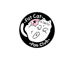 Fat cat fan club pin - cat lover / cat lady pin, 30x30mm