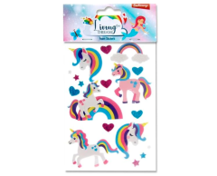 Enhörningsformade skumklistermärken på ark