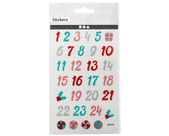  Glitternummer julklistermärken 1-24
