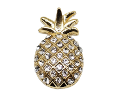 Vacker guld ananas pin/brosch med similisten 23x13mm