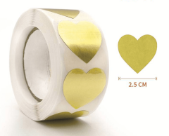 Guld hjärtklistermärken, 25 mm, 500 st.