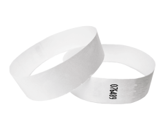 Vita Tyvek-armband utan tryck med säkerhetslim