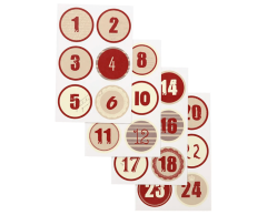 Julkalendernummerklistermärken 1-24