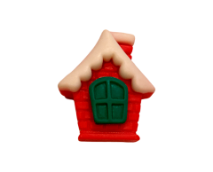 Litet snötäckt hus gipsmagnet, 26x23mm