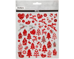 Julklistermärken med silverglitter - dekoration till julkort, 54 stycken