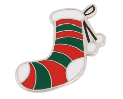 Julstrumpa pin röd och grön randig 25x26mm