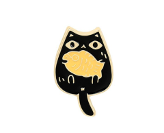 Liten katt pin med fisk 20x13mm