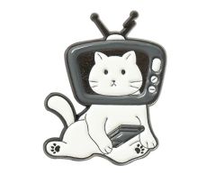 Katt med TV på huvudet pin