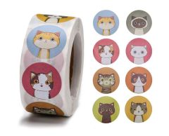 Kattklistermärken, 8 designs, 25mm, 500 st.